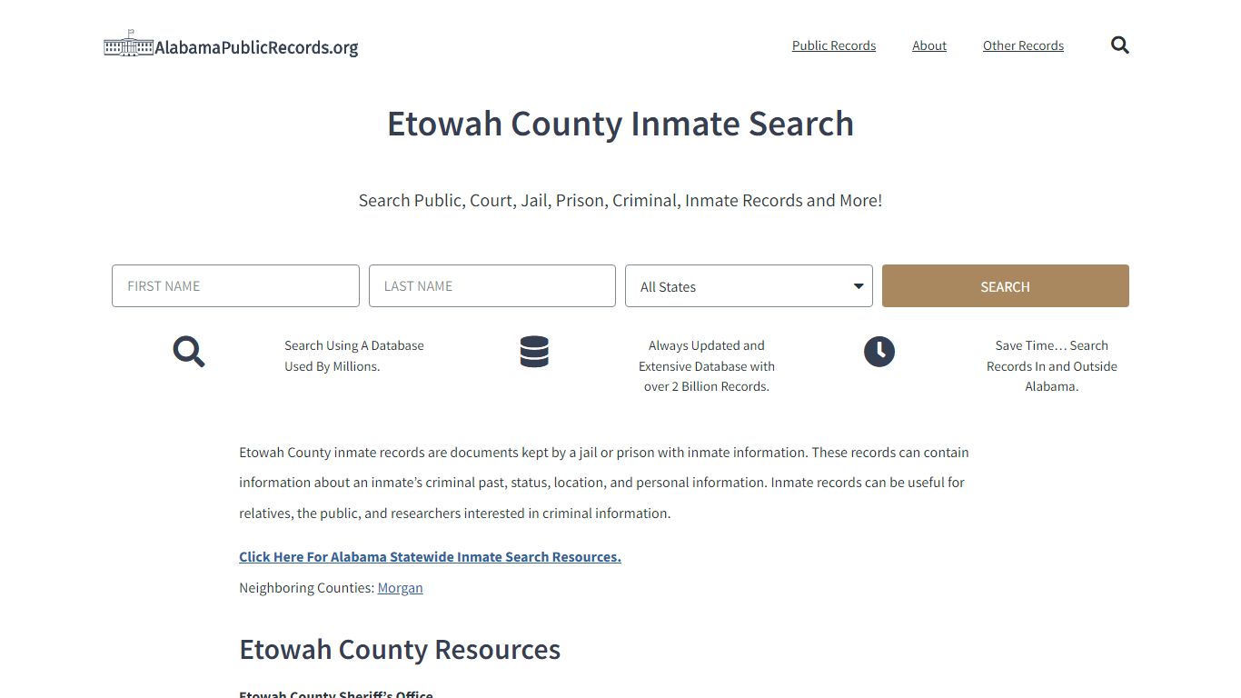 Etowah County Inmate Search - Current & Past Jail Records